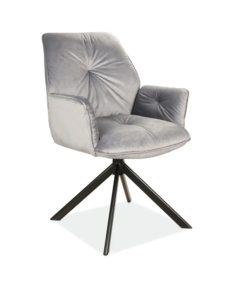 Krzesło tapicerowane BOOGIE II VELVET szare w stylu loft | MIRAT. styl GLAMOUR, LOFT