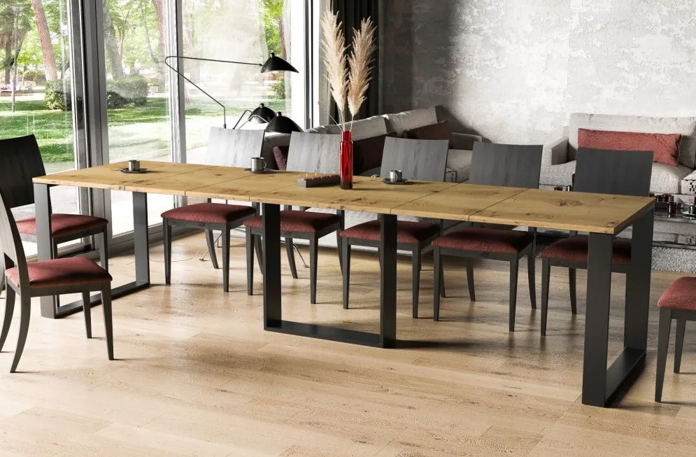 Stół rozkładany BORYS 130(330)x80 dąb artisan polskiej produkcji I sklep meblowy MIRAT. styl LOFT