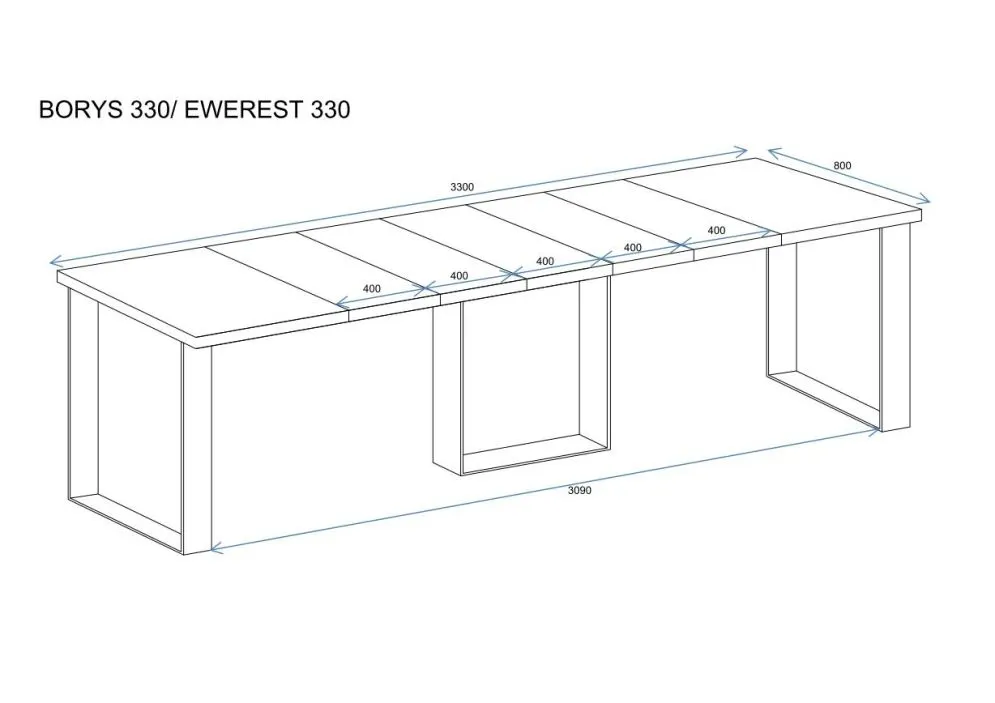 Stół rozkładany EWEREST 130(330)x80 beton ciemny do salonu I sklep meblowy MIRAT. styl LOFT