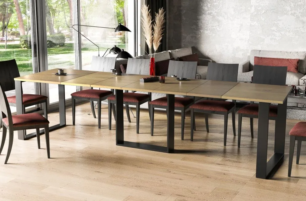 Stół rozkładany BORYS 130(330)x80 dąb natura 12-osobowy I sklep meblowy MIRAT. styl LOFT