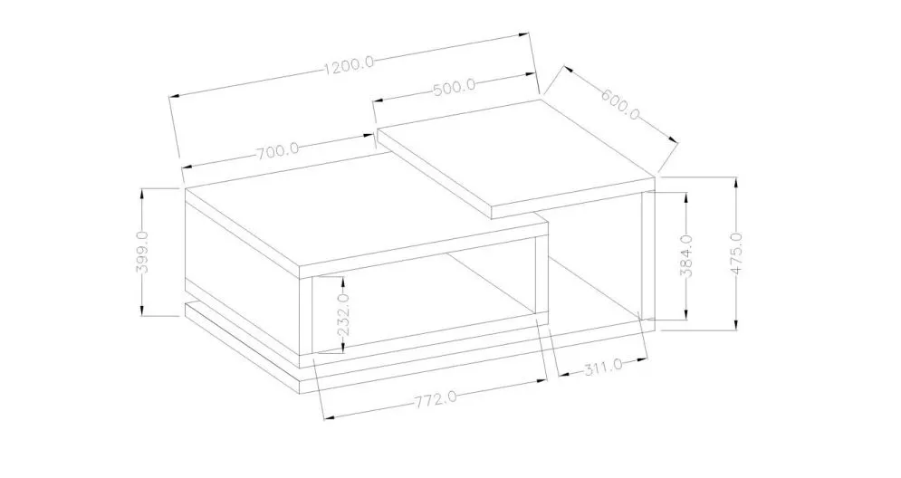 Stolik kawowy BOTA 120x60 czarny supermat HELVETIA | MIRAT. styl LOFT kolekcja BOTA