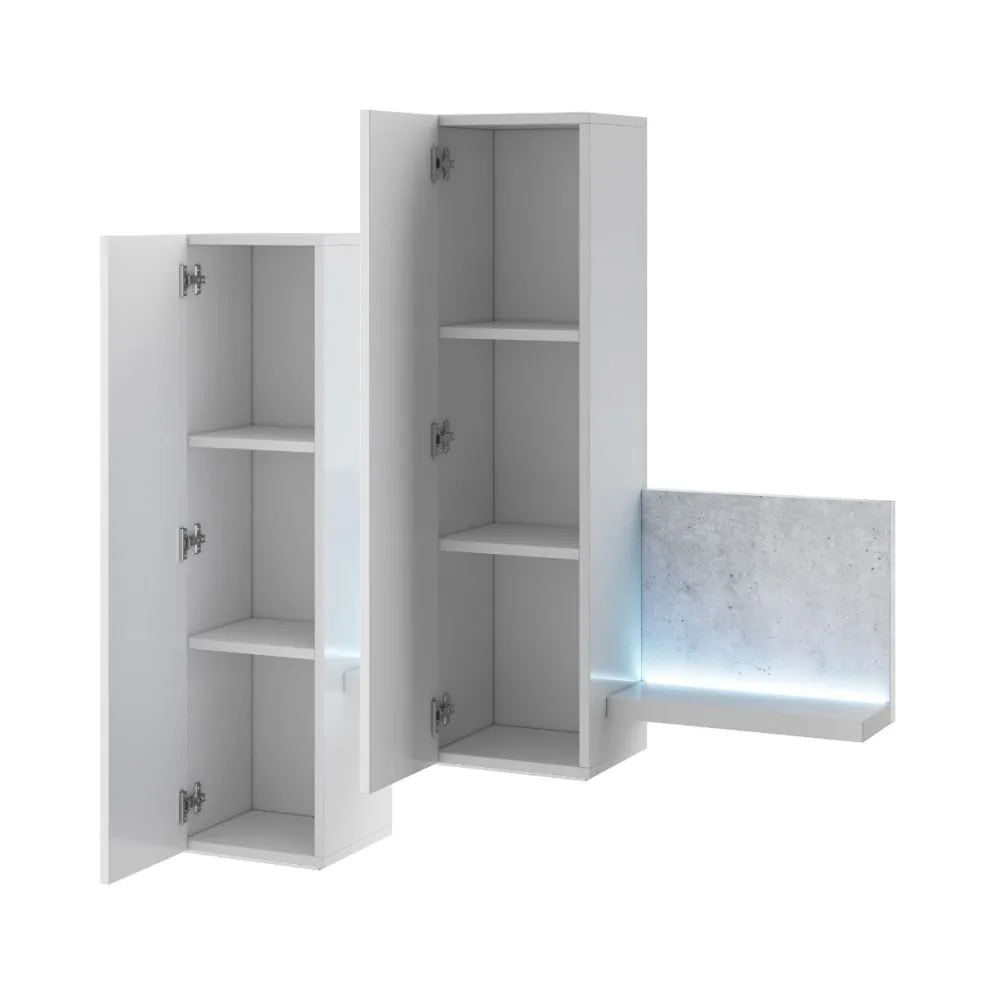 Meblościanka BOTA biała/beton colorado HELVETIA | MIRAT. w stylu LOFT kolekcja BOTA