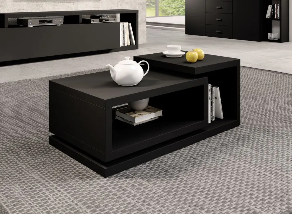 Stolik kawowy BOTA 120x60 czarny supermat HELVETIA | MIRAT. styl LOFT kolekcja BOTA