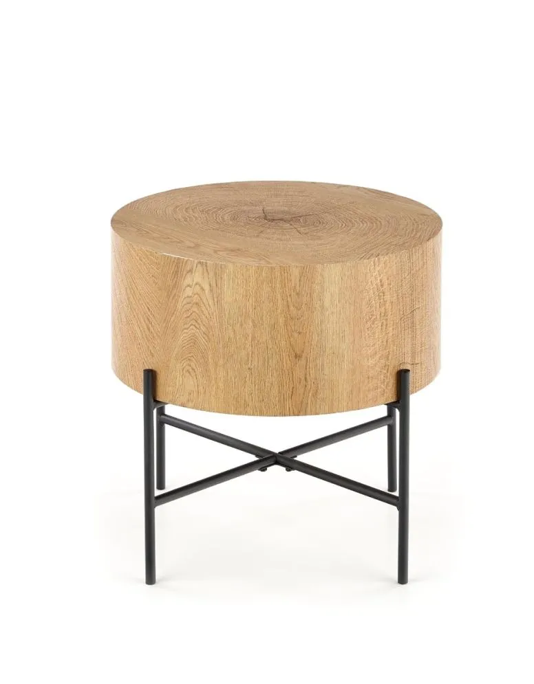 Stolik kawowy BROOKLYN S 45x45 dąb/czarna do salonu w stylu industrialnym | MIRAT. styl LOFT