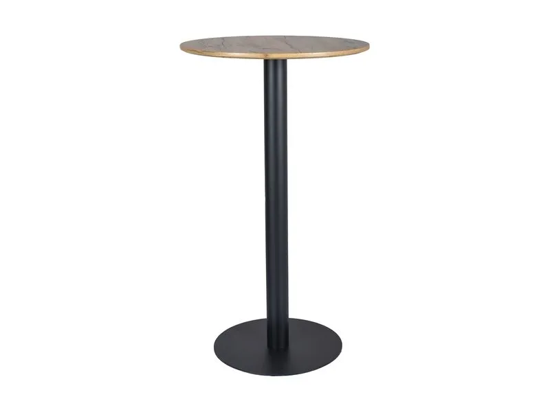 Stolik barowy wysoki BT-005 60x60 dąb artisan/czarny na talerzowej podstawie I sklep meblowy MIRAT.