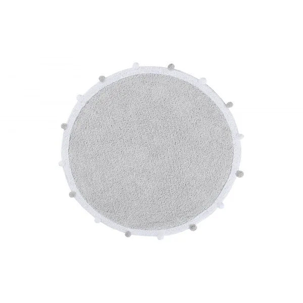 Dywan dziecięcy BUBBLY LIGHT GREY 120x120 szary z białą obwódką | MIRAT.