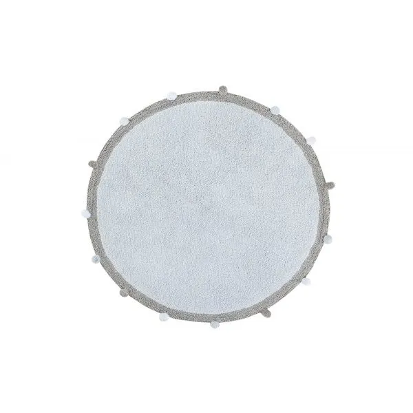 Dywan dziecięcy BUBBLY SOFT BLUE 120x120 niebieski z szarą obwódką | MIRAT.