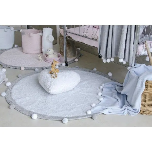 Dywan dziecięcy BUBBLY SOFT BLUE 120x120 niebieski z szarą obwódką | MIRAT.
