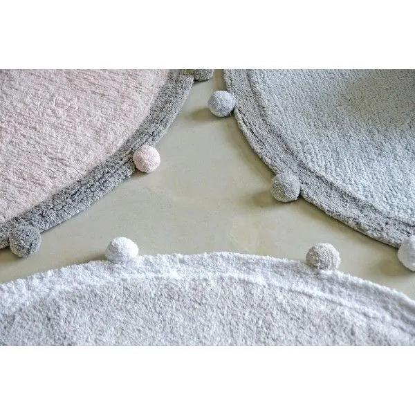 Dywan dziecięcy BUBBLY SOFT BLUE 120x120 niebieski z szarą obwódką | MIRAT.