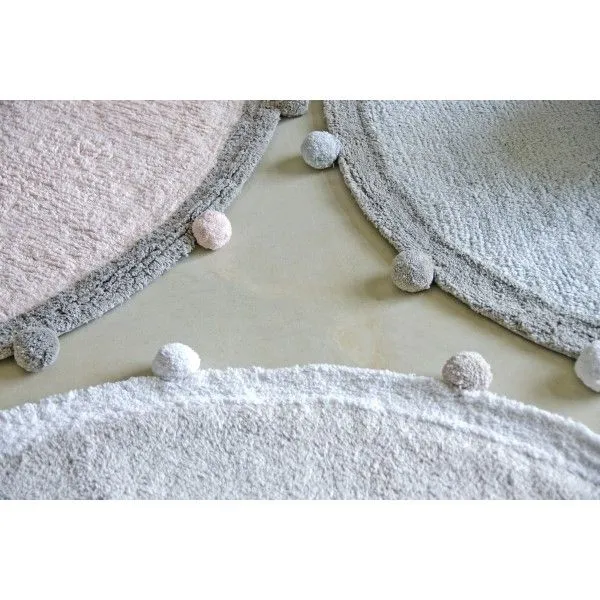 Dywan dziecięcy BUBBLY SOFT PINK 120x120 różowy z pomponami | MIRAT.