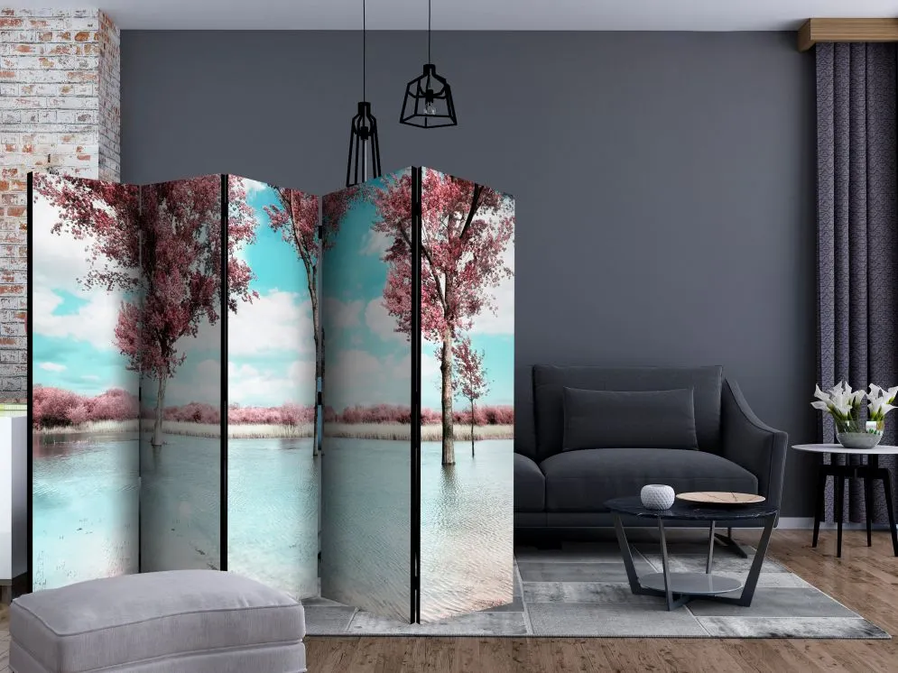 Parawan dwustronny Pejzaże 225x172 cm 5-częściowy szary | MIRAT.