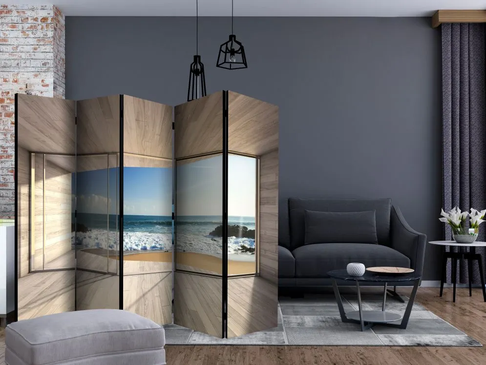 Parawan dwustronny Pejzaże 225x172 cm 5-częściowy szary | MIRAT.
