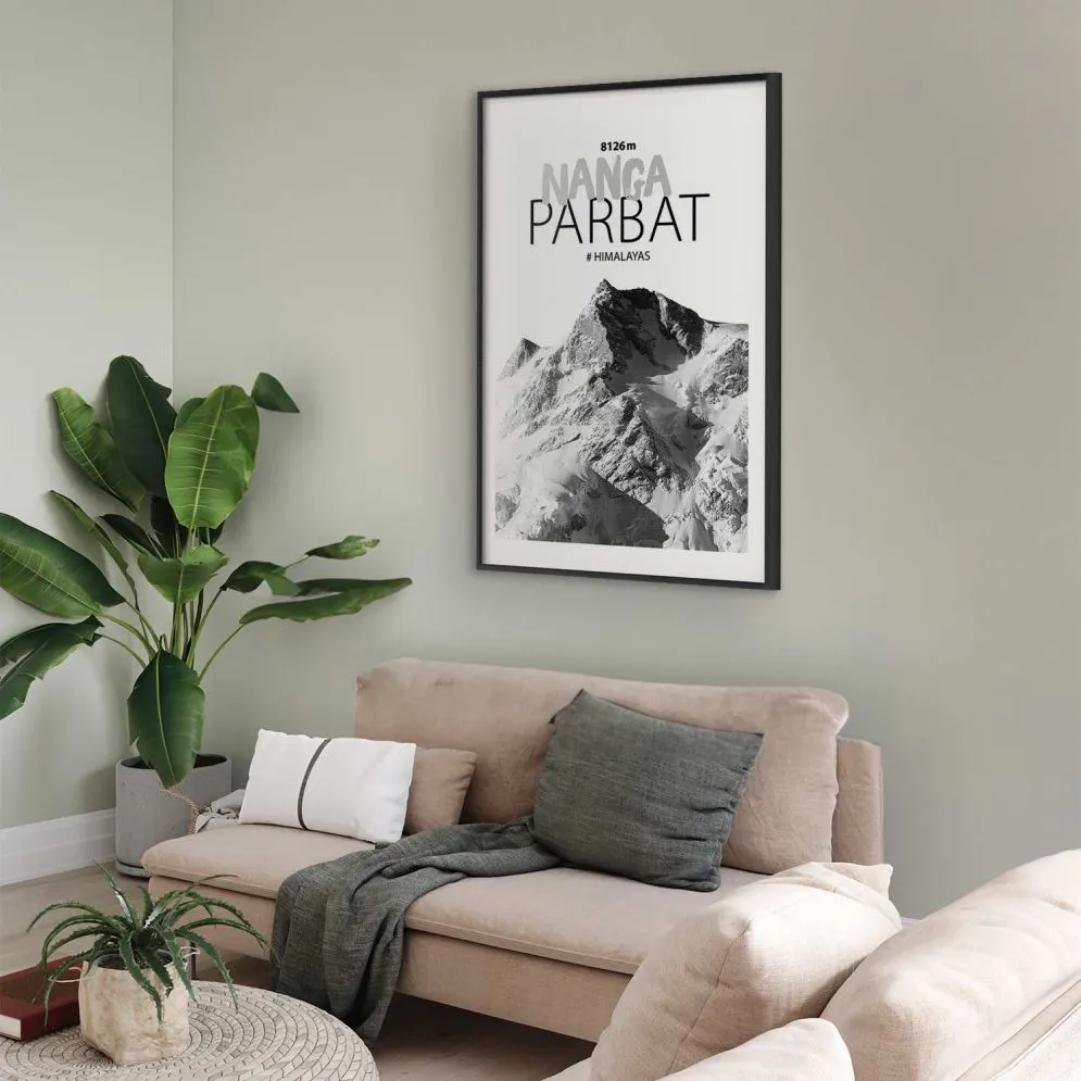 Plakat Nanga Parbat 21x30 cm z ramą czarną z marginesem | MIRAT.