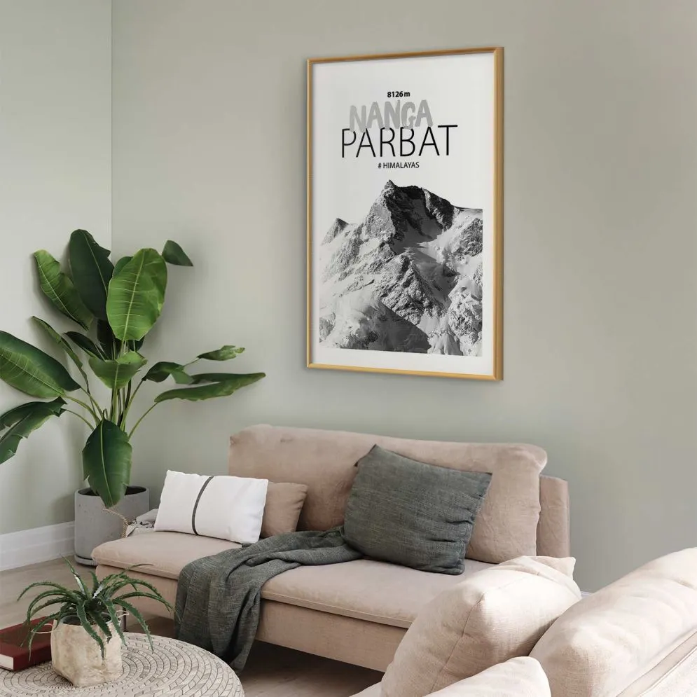 Plakat Nanga Parbat 21x30 cm z ramą złotą z marginesem | MIRAT.