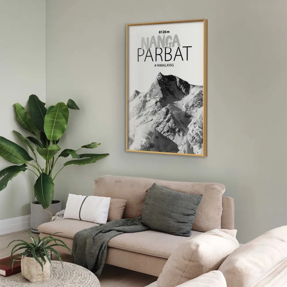 Plakat Nanga Parbat 60x90 cm z ramą złotą bez marginesu | MIRAT.