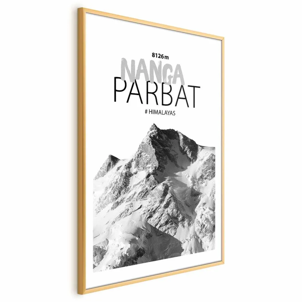 Plakat Nanga Parbat 21x30 cm z ramą złotą z marginesem | MIRAT.