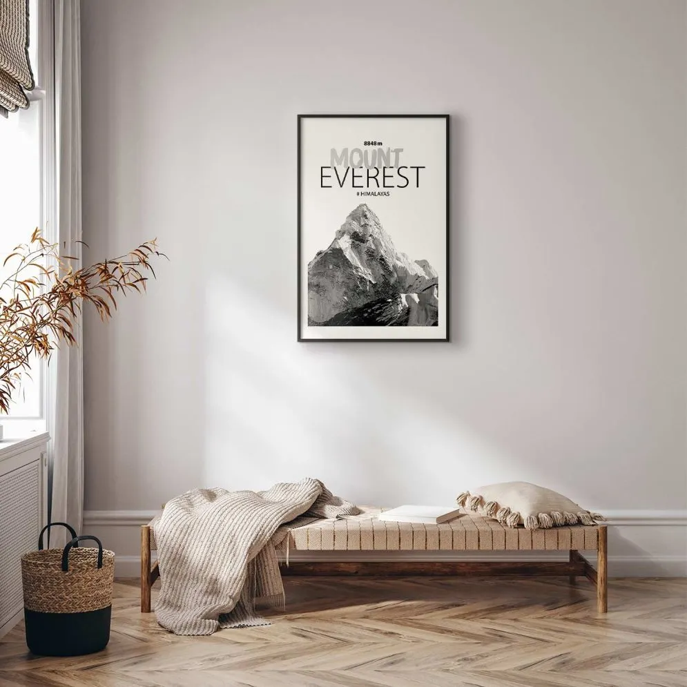 Plakat Mount Everest 60x90 cm z ramą czarną z marginesem | MIRAT.
