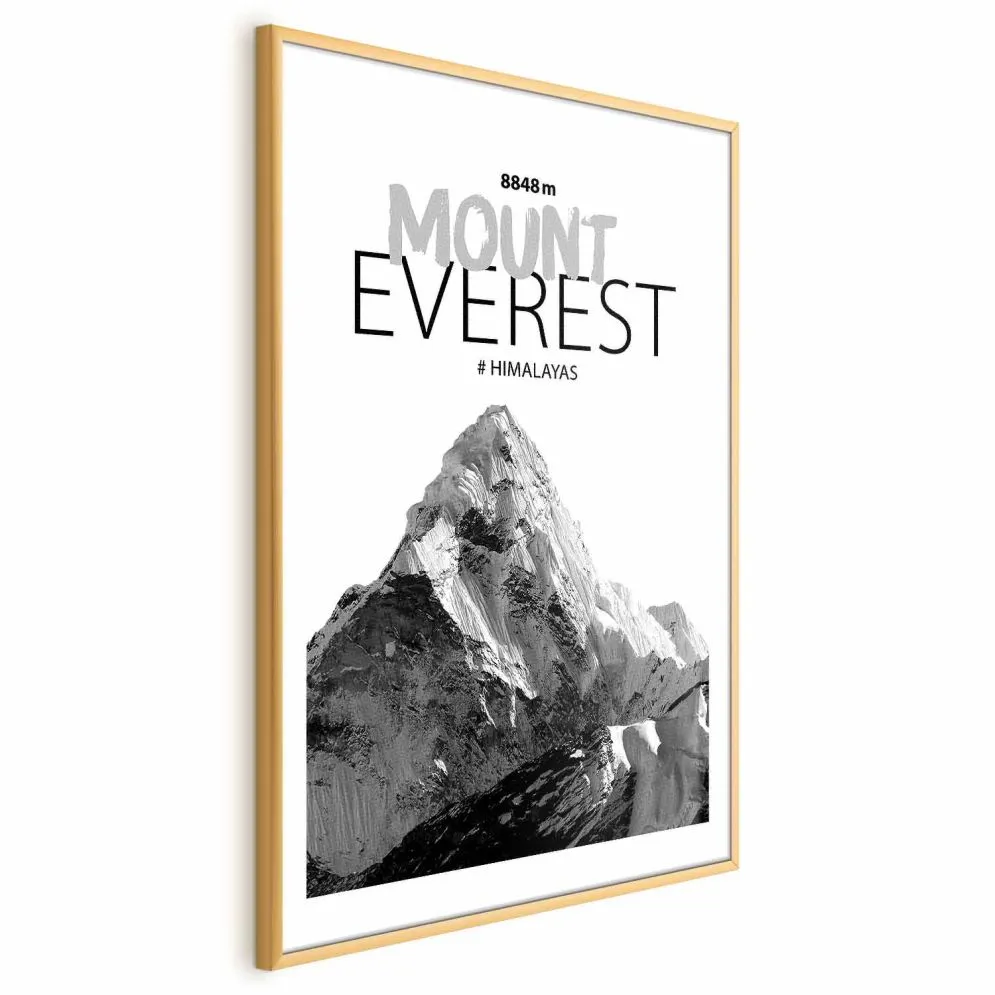 Plakat Mount Everest 21x30 cm z ramą złotą z marginesem | MIRAT.