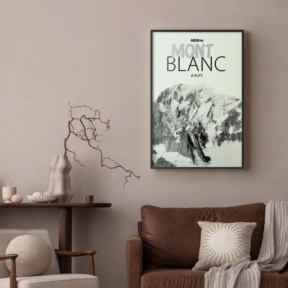 Plakat Mont Blanc 21x30 cm z ramą czarną bez marginesu | MIRAT.