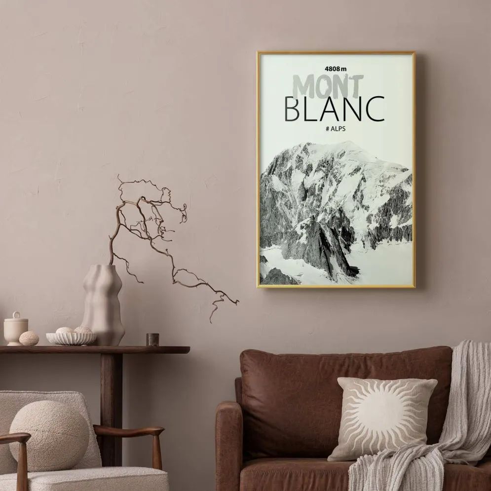 Plakat Mont Blanc 60x90 cm z ramą złotą bez marginesu | MIRAT.