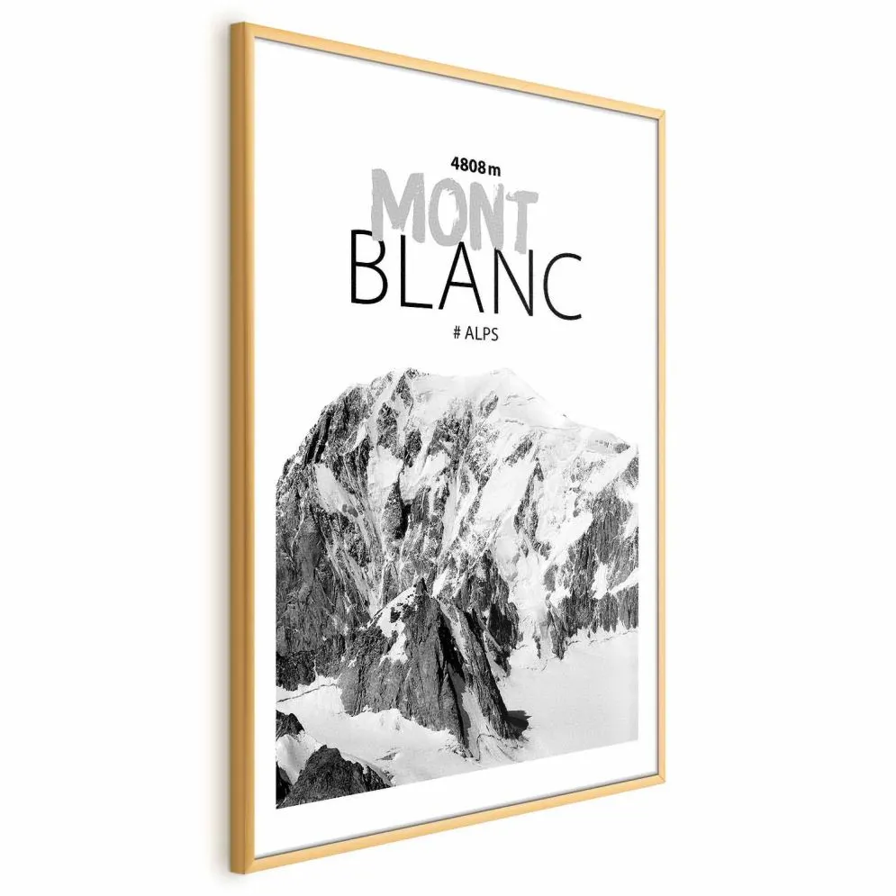 Plakat Mont Blanc 21x30 cm z ramą złotą z marginesem | MIRAT.