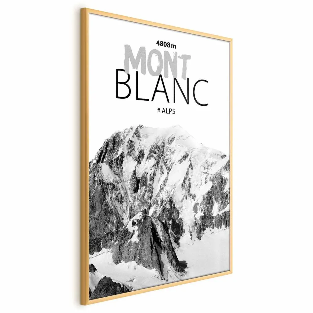 Plakat Mont Blanc 60x90 cm z ramą złotą bez marginesu | MIRAT.