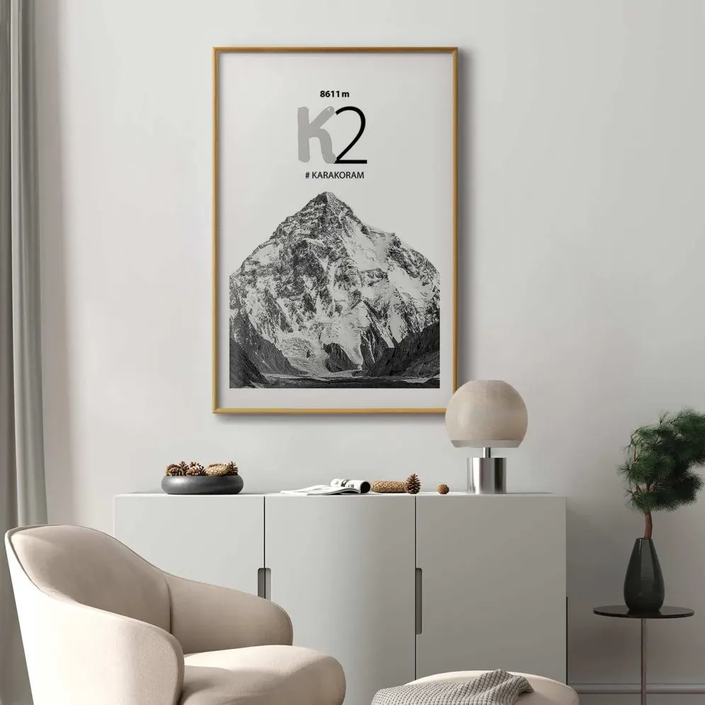 Plakat K2 21x30 cm z ramą złotą z marginesem | MIRAT.