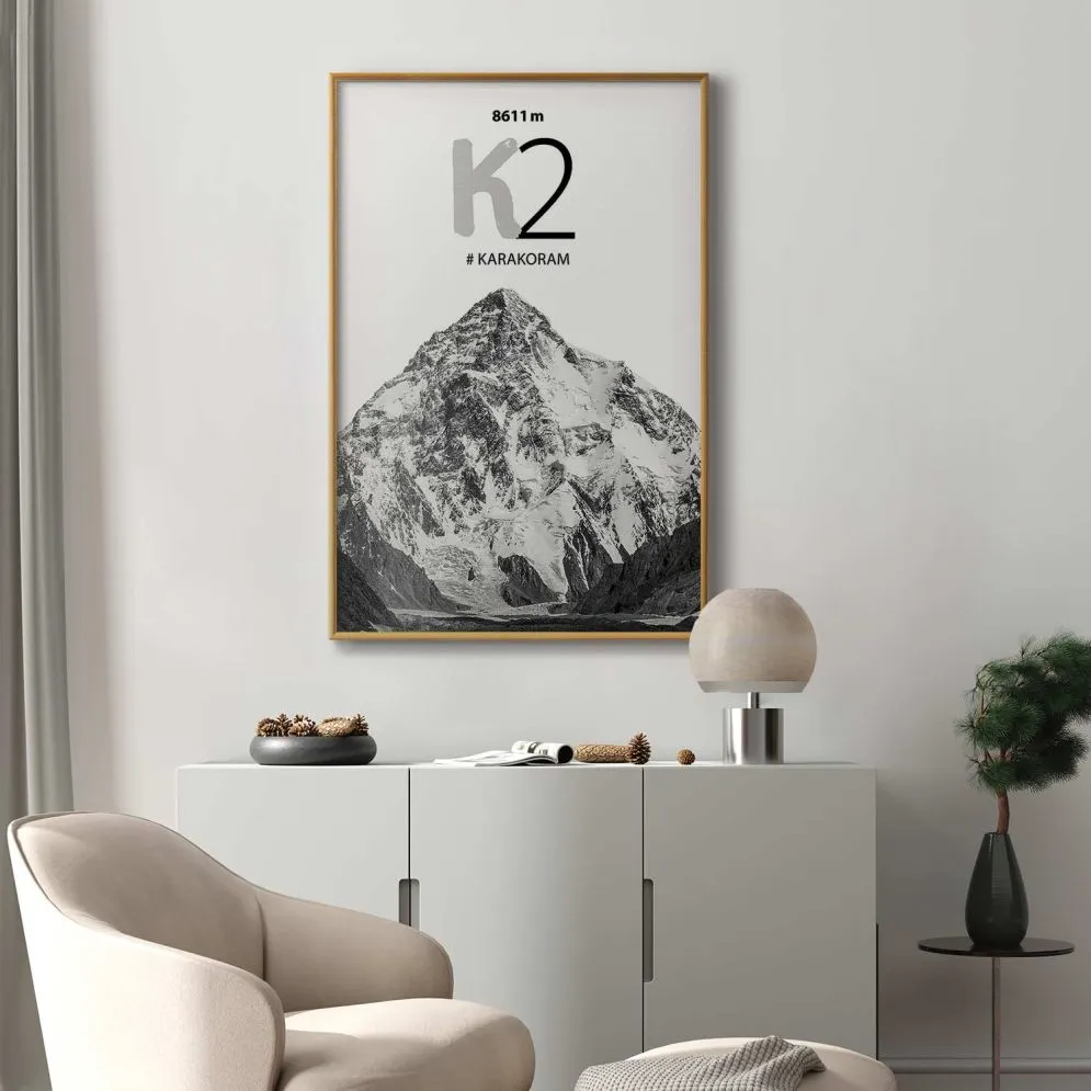Plakat K2 21x30 cm z ramą złotą bez marginesu | MIRAT.