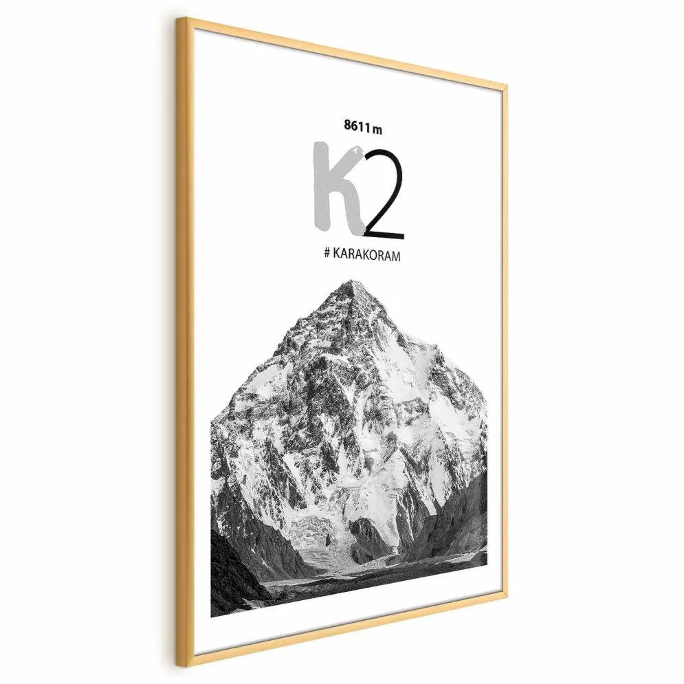 Plakat K2 21x30 cm z ramą złotą z marginesem | MIRAT.
