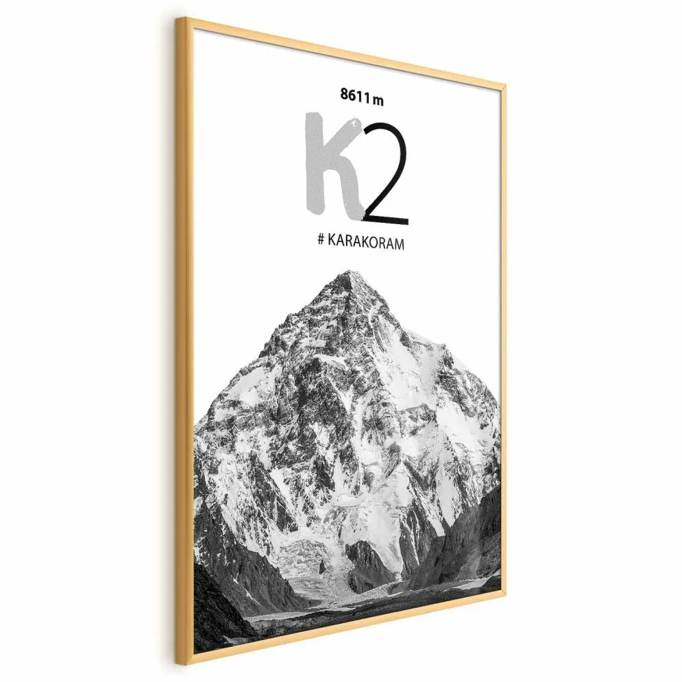Plakat K2 21x30 cm z ramą złotą bez marginesu | MIRAT.