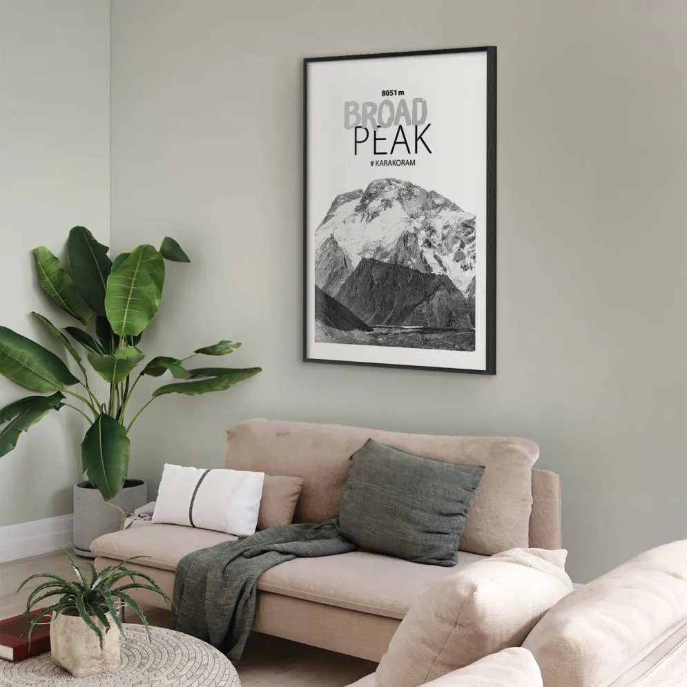 Plakat Broad Peak 29,7x42 cm z ramą czarną z marginesem | MIRAT.
