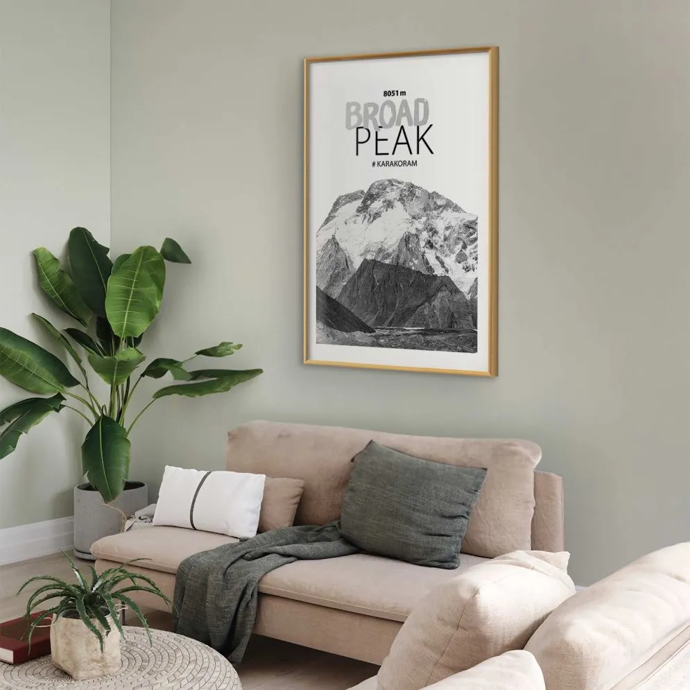 Plakat Broad Peak 21x30 cm z ramą złotą z marginesem | MIRAT.