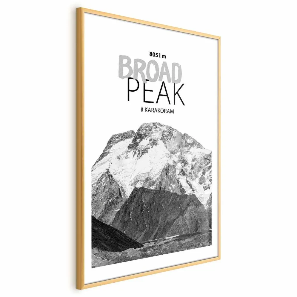Plakat Broad Peak 21x30 cm z ramą złotą z marginesem | MIRAT.