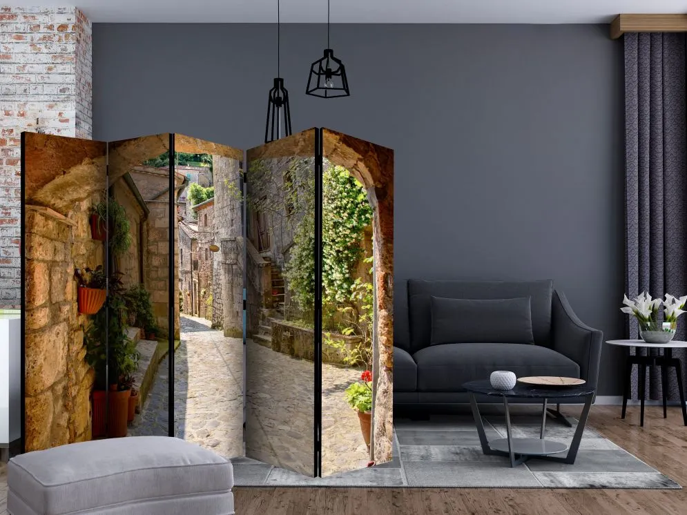 Parawan jednostronny Miasta 225x172 cm 5-częściowy zielony | MIRAT.