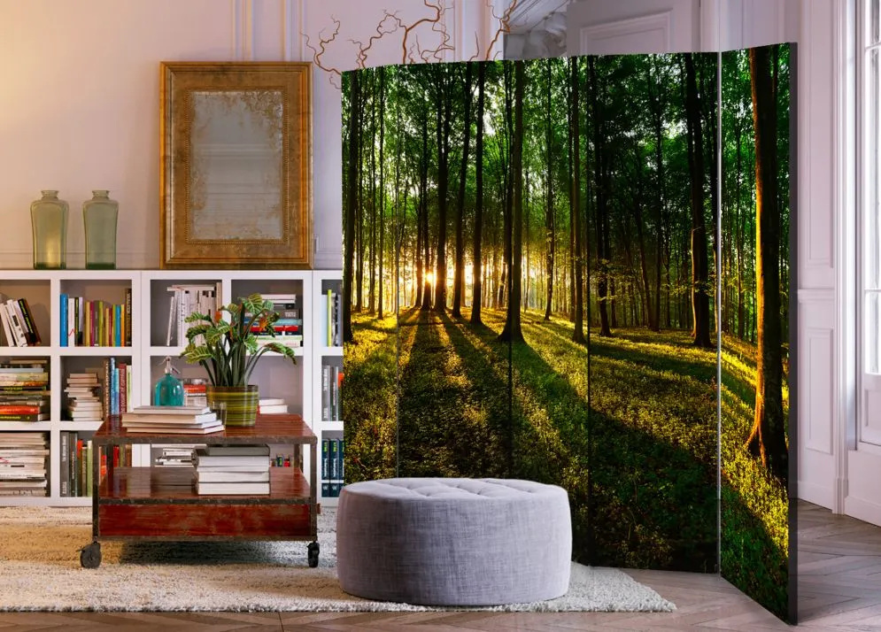 Parawan akustyczny Pejzaże 225x172 cm 3-częściowy zielony | MIRAT.