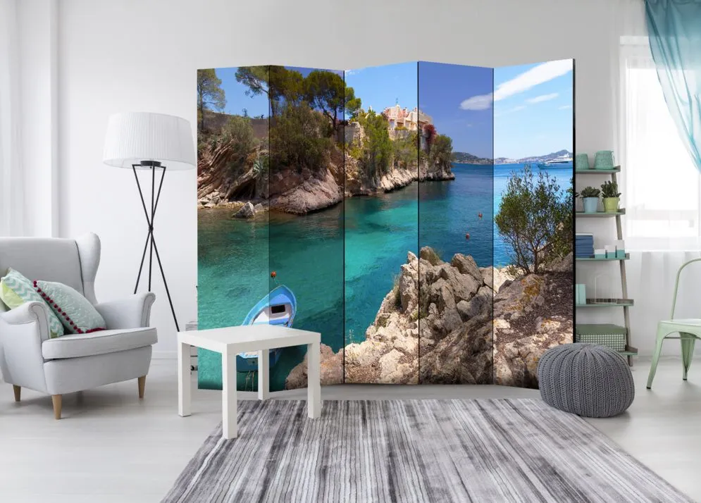 Parawan akustyczny Pejzaże 225x172 cm 5-częściowy niebieski | MIRAT.