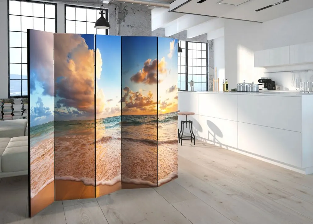 Parawan jednostronny Pejzaże 225x172 cm 5-częściowy beżowy | MIRAT.