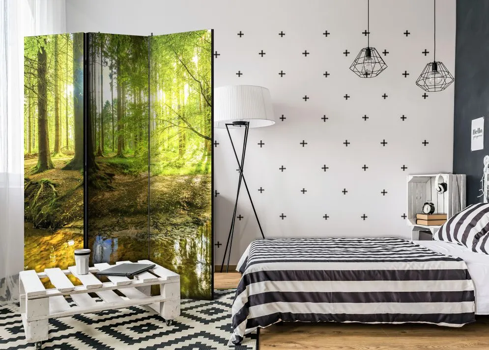 Parawan jednostronny Pejzaże 135x172 cm 3-częściowy żółty | MIRAT.
