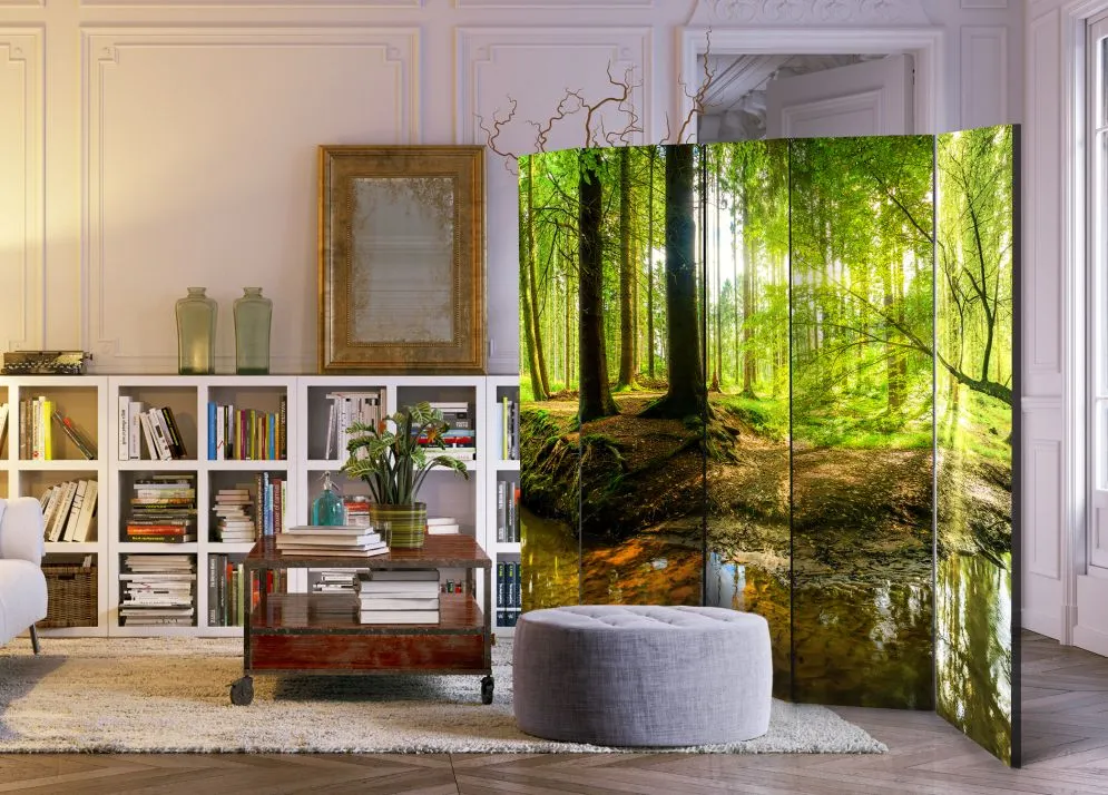 Parawan akustyczny Pejzaże 225x172 cm 3-częściowy żółty | MIRAT.
