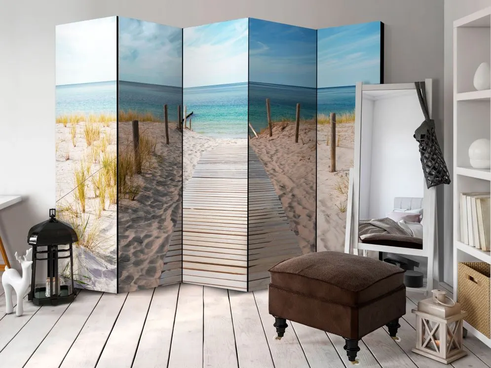 Parawan dwustronny Pejzaże 225x172 cm 5-częściowy beżowy | MIRAT.