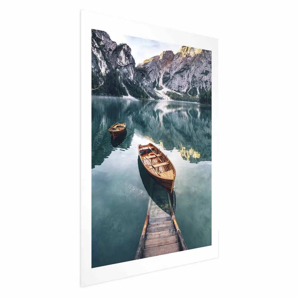 Plakat Łodzie w Dolomitach 21x30 cm bez ramy z marginesem | MIRAT.