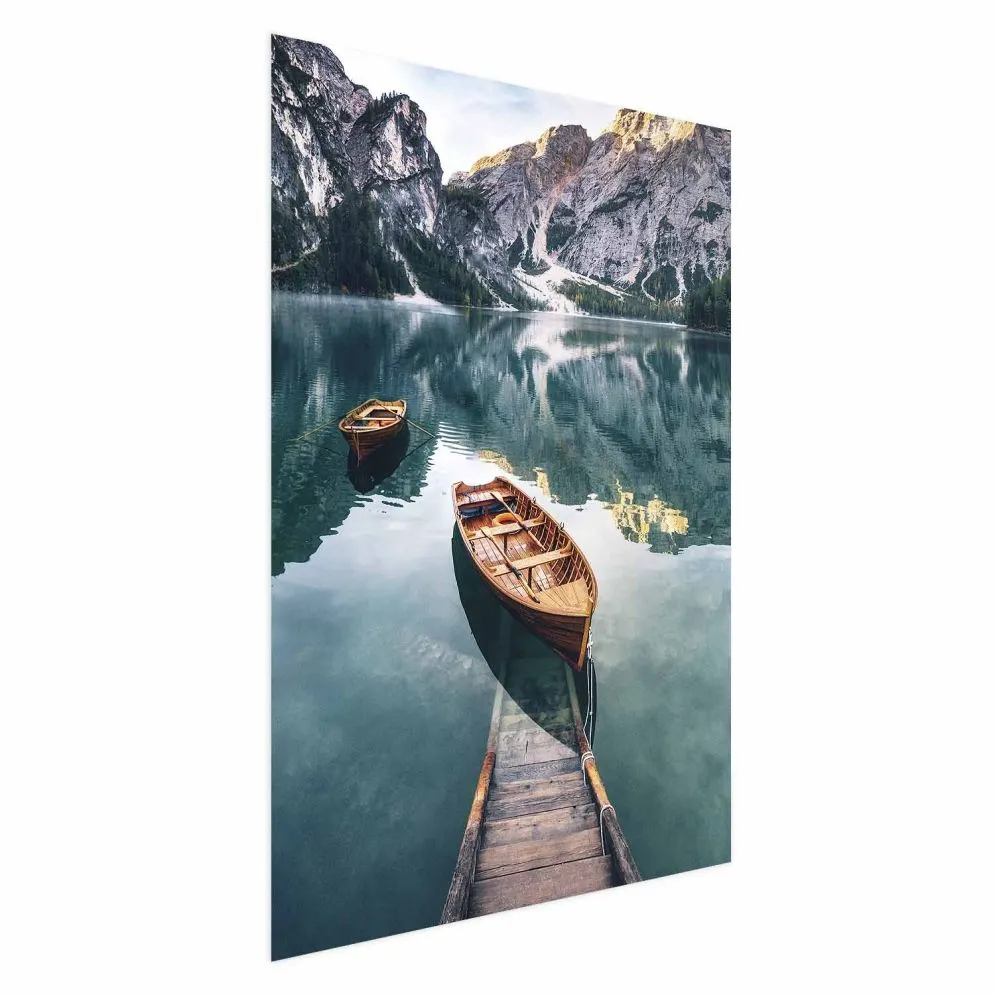 Plakat Łodzie w Dolomitach 21x30 cm bez ramy bez marginesu | MIRAT.