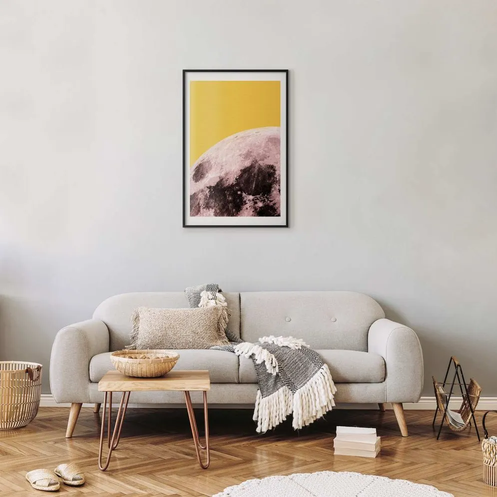 Plakat Słoneczny księżyc 21x30 cm z ramą czarną z marginesem | MIRAT.