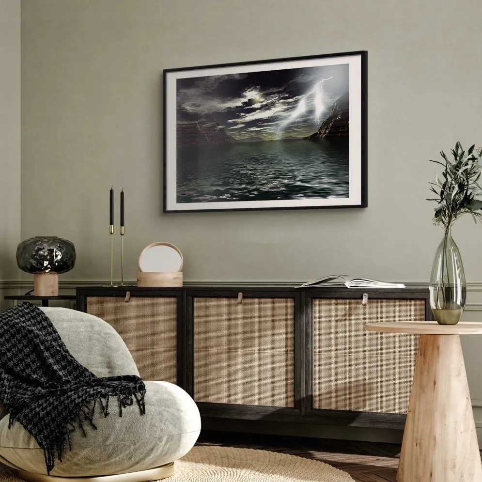 Plakat Burza 90x60 cm z ramą czarną z marginesem | MIRAT.