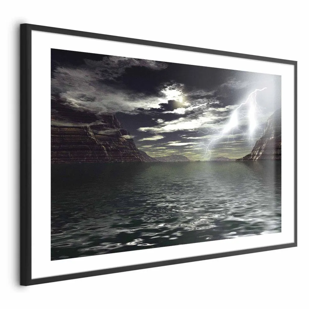 Plakat Burza 90x60 cm z ramą czarną z marginesem | MIRAT.