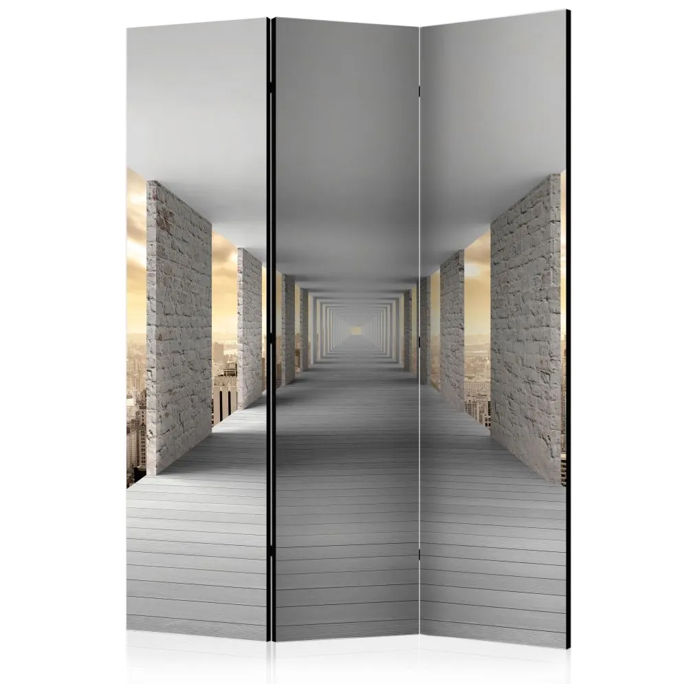 Parawan dwustronny 3D 135x172 cm 3-częściowy szary | MIRAT.