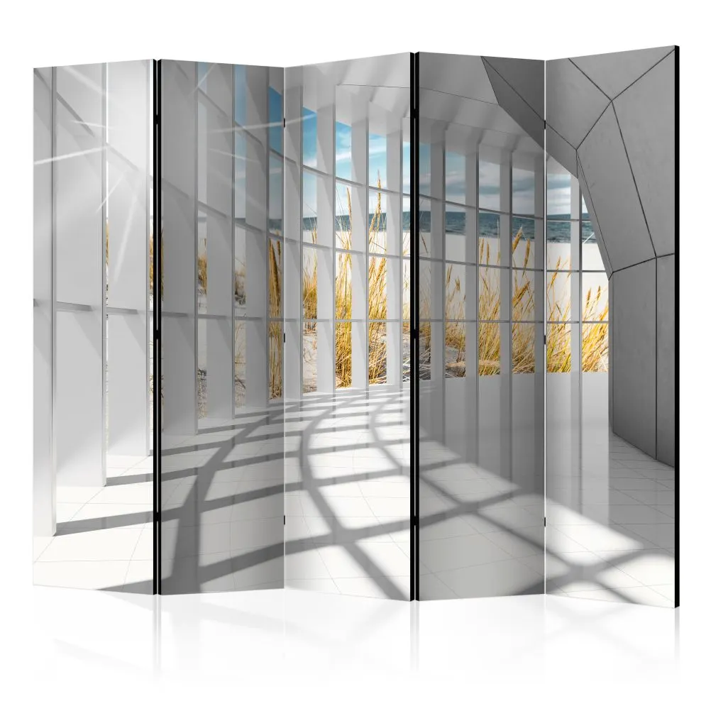 Parawan dwustronny 3D 225x172 cm 5-częściowy szary | MIRAT.