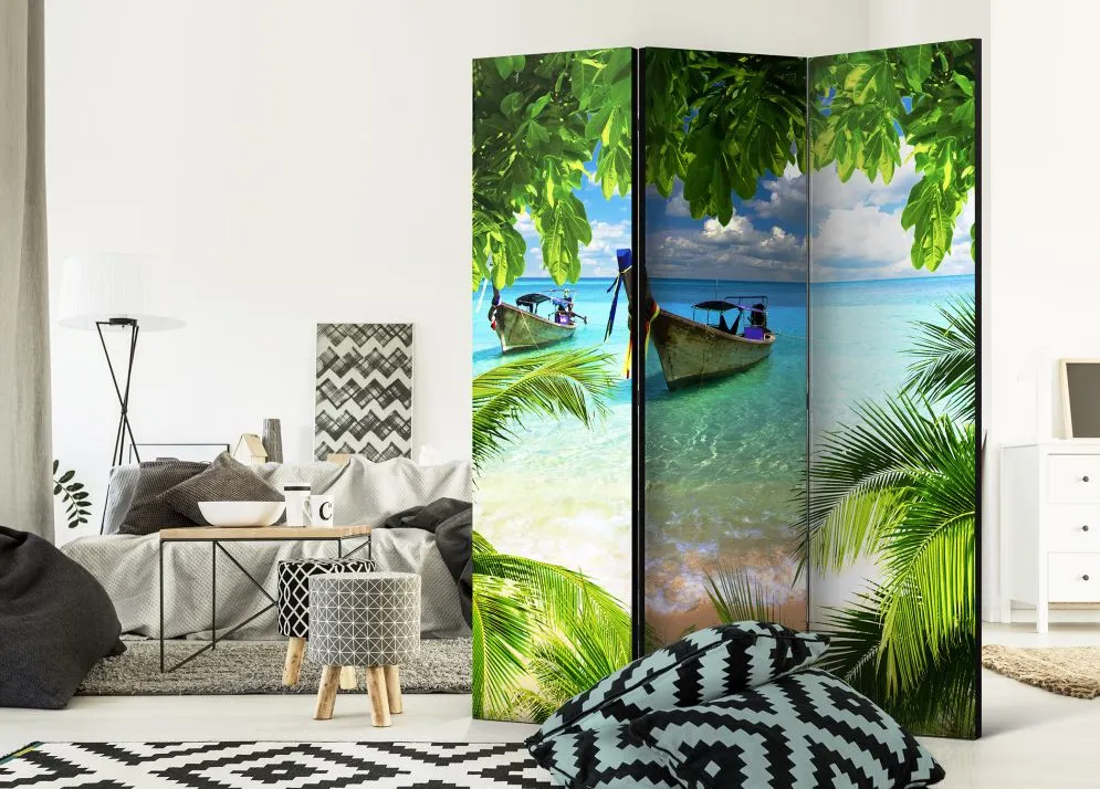Parawan akustyczny Pejzaże 135x172 cm 3-częściowy zielony | MIRAT.