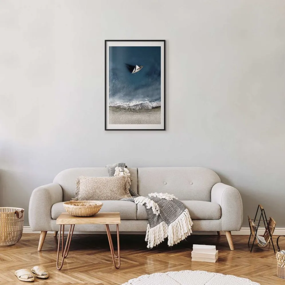 Plakat Jacht 40x60 cm z ramą czarną z marginesem | MIRAT.
