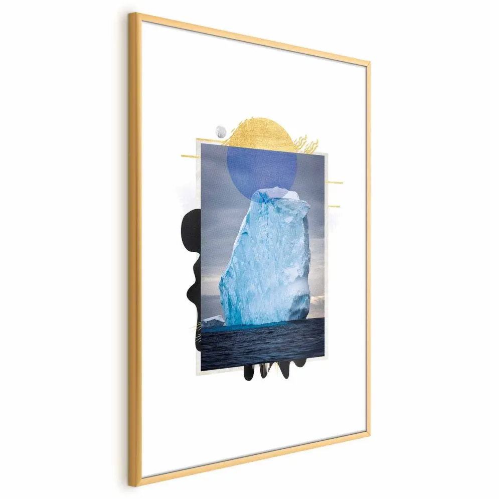 Plakat Góra lodowa 21x30 cm z ramą złotą z marginesem | MIRAT.
